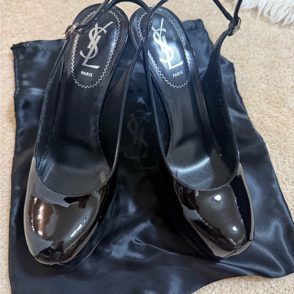 Yves Saint Laurent Black Patent Leather Heels